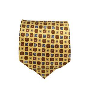 Designer Mens Geometric Print Classic Tie Yellow